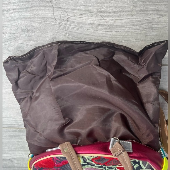 Mexican Floral Embroidered Suede Leather Handbag Colorful Medium Handmade - Picture 12 of 12